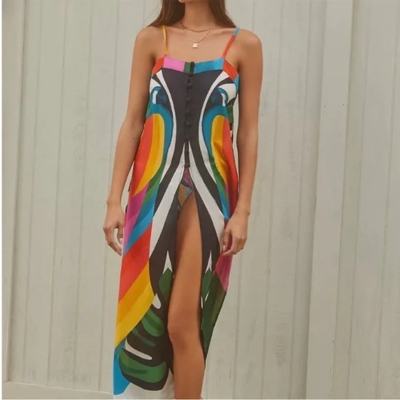 FARM Rio Macaw Colorful Striped Swim Coverup - Picture 6 of 7